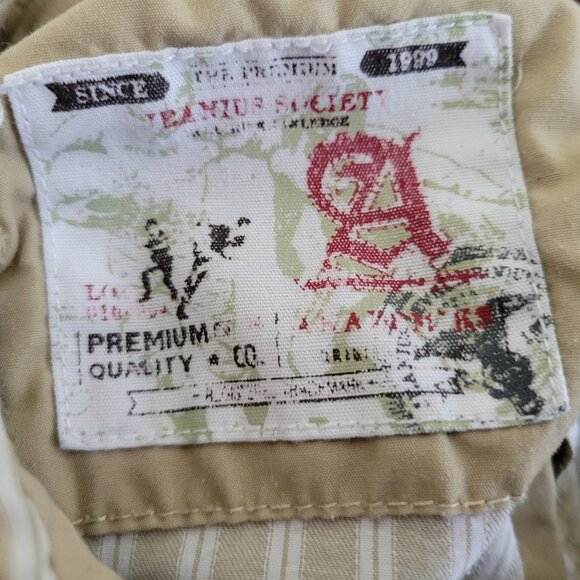 Akademiks Lot 99 Button Front Shirt Mens Size 2XL Tan Striped Long Sleeve - Picture 4 of 4